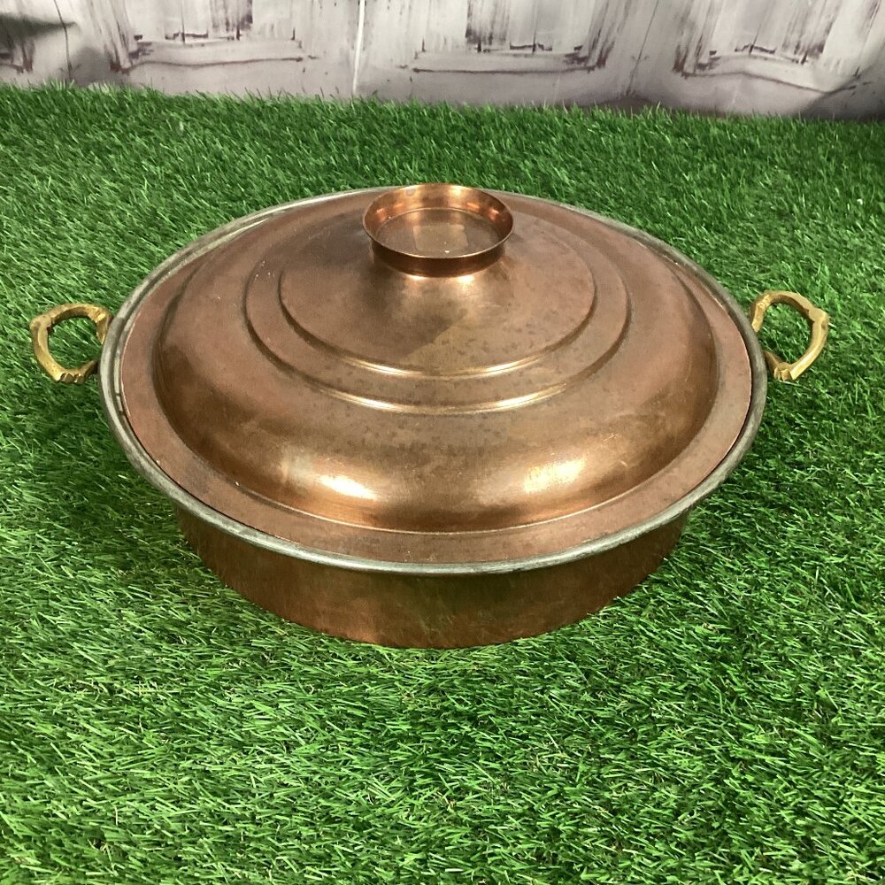 Vintage Copper Tin Lined Pot with Lid
